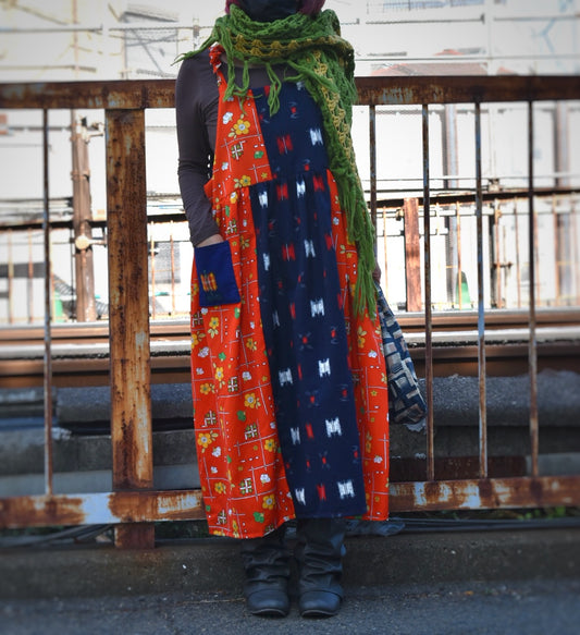SALE★ウール着物のサロペットワンピース2