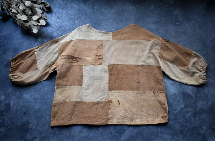 Pullover patchwork tinto succo di cachi 2306