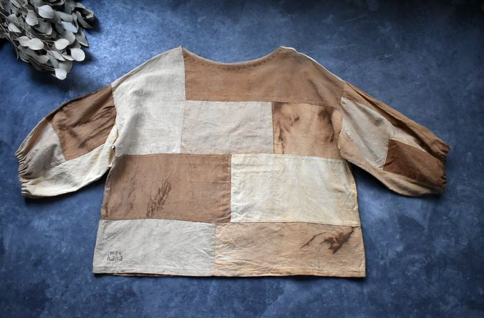 Pullover patchwork tinto succo di cachi 2306