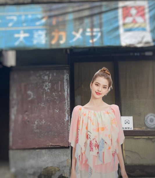 Kimono and Tenugui Frill Tops
　着物と手ぬぐいのフリルトップス