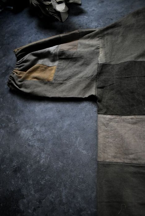 Pullover patchwork mordente ferro tinto succo di cachi 2309